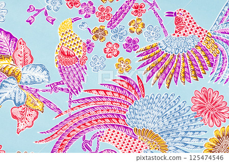 Sarong batik fabric texture, can be used as background. Sarong batik fabric texture, can be used as background. 125474546