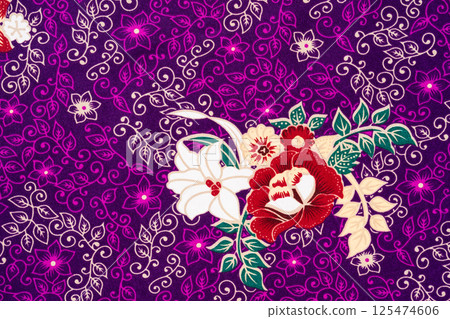 Charm of batik with various patterns and colors with floral motifs. 125474606