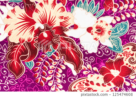 Charm of batik with various patterns and colors with floral motifs. Charm of batik with various patterns and colors with floral motifs. 125474608