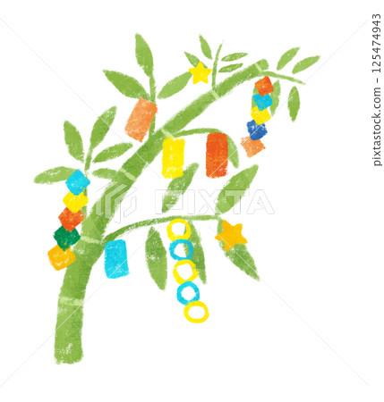 可愛的七夕裝飾，蠟筆觸感 125474943