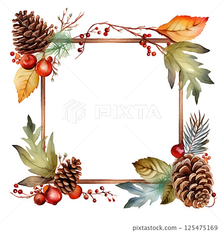 Watercolor painting Realistic Autumn natural leaves set botanical on white background. 125475169