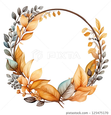 Watercolor painting Realistic Autumn natural leaves set botanical on white background. 125475170