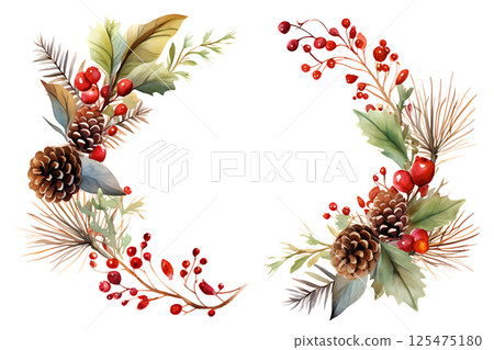 Watercolor painting Realistic Autumn natural leaves set botanical on white background. 125475180