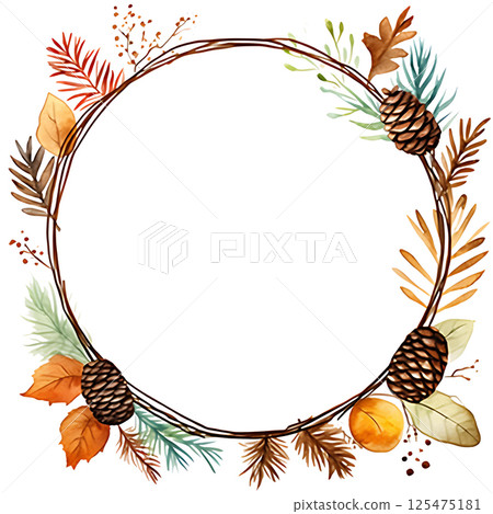 Watercolor painting Realistic Autumn natural leaves set botanical on white background. 125475181