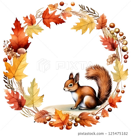 Watercolor painting Realistic Autumn natural leaves set botanical on white background. 125475182