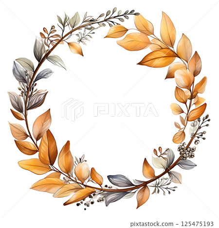 Watercolor painting Realistic Autumn natural leaves set botanical on white background. 125475193