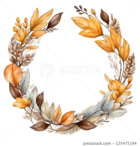 Watercolor painting Realistic Autumn natural leaves set botanical on white background. 125475194