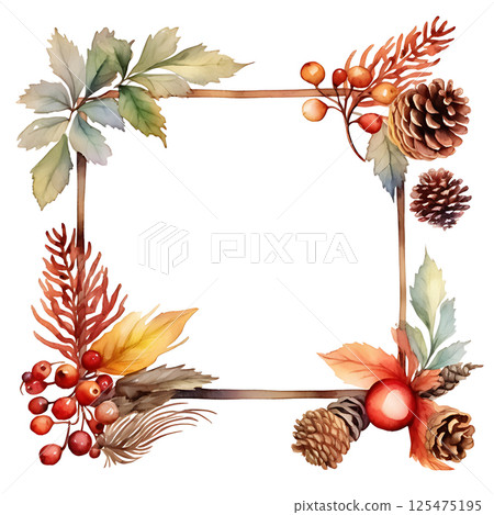 Watercolor painting Realistic Autumn natural leaves set botanical on white background. 125475195