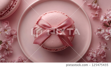 Pink Macaron Tied with Ribbon 125475435