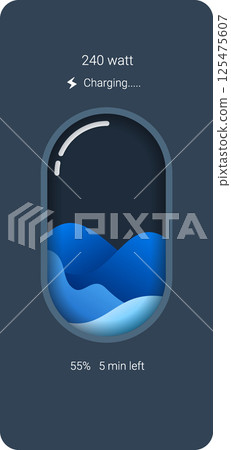 Battery Charging Animation UI Concept with 240W Fast Charge Battery Charging Animation UI Concept with 240W Fast Charge 125475607