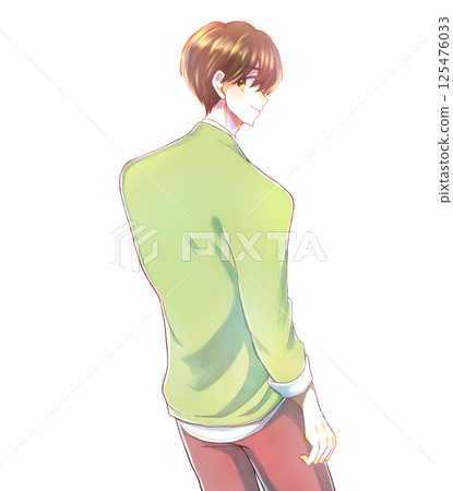 Man turning around, smiling 125476033