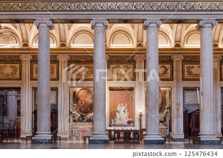 Papal Basilica of Saint Mary Major interior in Rome, Italy. 125476434