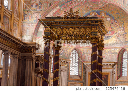 Papal Basilica of Saint Mary Major interior in Rome, Italy. 125476436