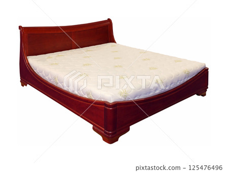 Empty double bed isolated Empty double bed isolated 125476496