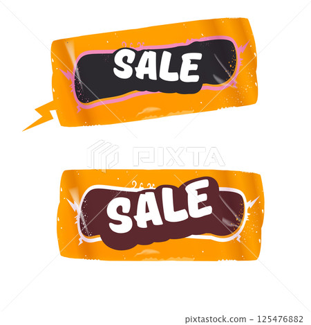 Yellow SALE sticker isolated on white. Orange Price sale sticker, sale sticker, price tag, retro label, sale or discount sticker, promotional badge set, shopping label png 125476882