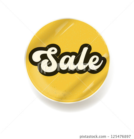 Yellow SALE sticker isolated on white. Orange Price sale sticker, sale sticker, price tag, retro label, sale or discount sticker, promotional badge set, shopping label png 125476897