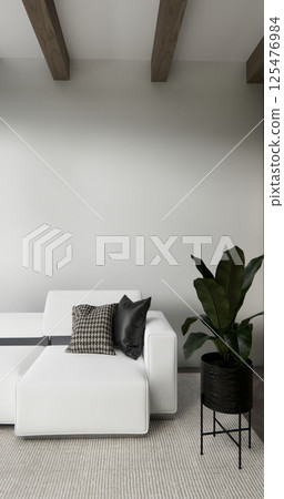 sofa armchair minimalist design muji style.3D rendering 125476984