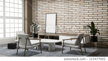 sofa armchair minimalist design muji style.3D rendering sofa armchair minimalist design muji style.3D rendering 125477005