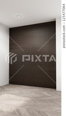 Mock up interior concept Empty room wood docoration wall on granite floor. 3D illustration rendering 125477064