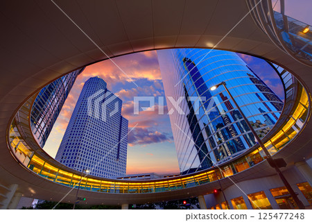 Houston Downtown sunset skyscrapers Texas 125477248