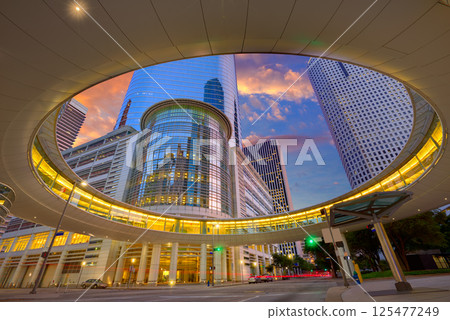Houston Downtown sunset skyscrapers Texas 125477249