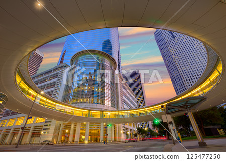 Houston Downtown sunset skyscrapers Texas Houston Downtown sunset skyscrapers Texas 125477250