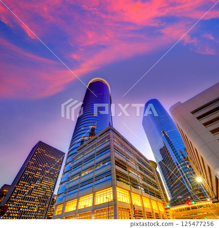 Houston Downtown skyline sunset at Texas US 125477256
