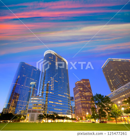 Houston Downtown skyline sunset at Texas US 125477261