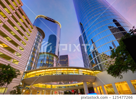 Houston Downtown sunset skyscrapers Texas 125477266