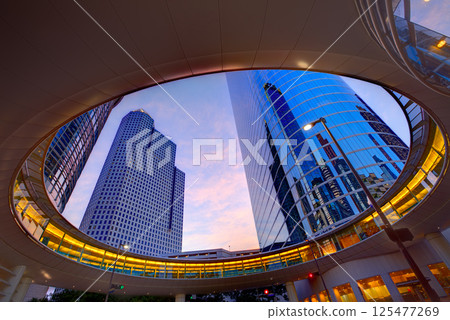Houston Downtown sunset skyscrapers Texas Houston Downtown sunset skyscrapers Texas 125477269