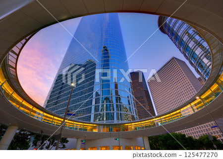 Houston Downtown sunset skyscrapers Texas Houston Downtown sunset skyscrapers Texas 125477270