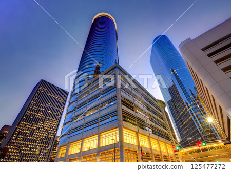 Houston Downtown skyline sunset at Texas US 125477272