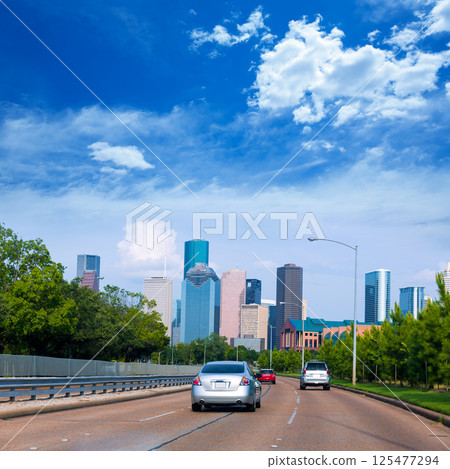 Houston skyline from Buffalo Bayou Pkwy Texas US Houston skyline from Buffalo Bayou Pkwy Texas US 125477294