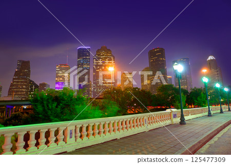 Houston skyline at sunset  Sabine St Texas USA 125477309