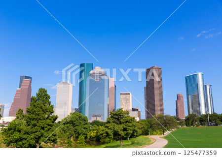 Houston skyline sunny day park Texas USA 125477359