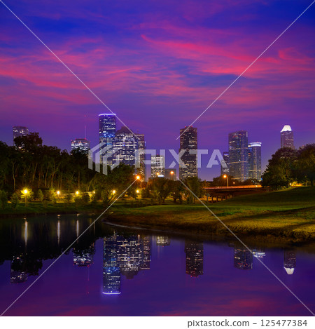 Houston sunset skyline from Texas US Houston sunset skyline from Texas US 125477384