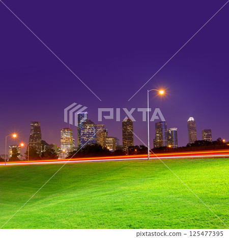 Houston sunset skyline from Texas US Houston sunset skyline from Texas US 125477395