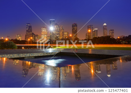 Houston sunset skyline from Texas US 125477401