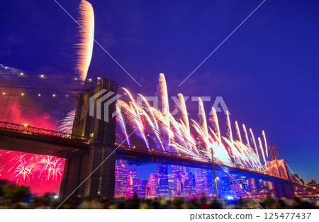 July 4th 2014 fireworks Brooklyn bridge Manhattan July 4th 2014 fireworks Brooklyn bridge Manhattan 125477437