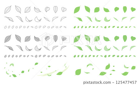 一組簡單的插圖，樹葉在風中飄舞 125477457