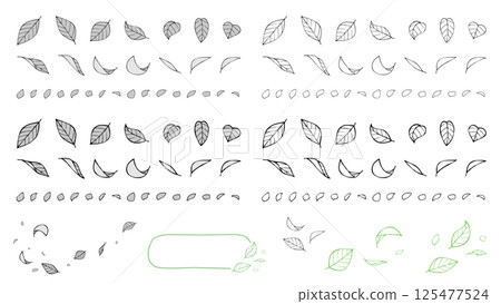 A set of illustration materials of stylish line drawings of leaves dancing in the wind A set of illustration materials of stylish line drawings of leaves dancing in the wind 125477524