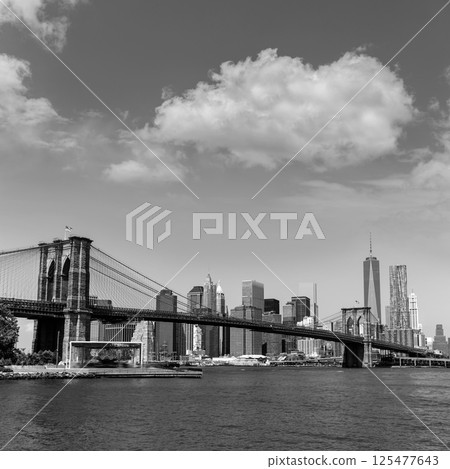 Brooklyn Bridge and Manhattan skyline New York 125477643