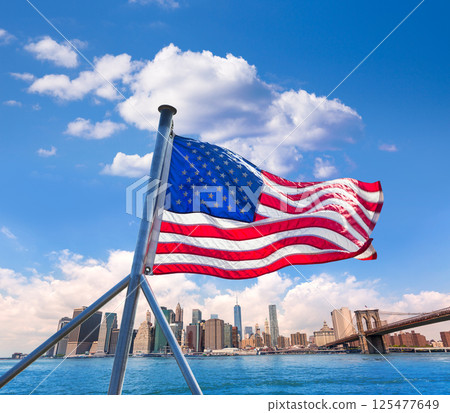 Brooklyn Bridge and Manhattan skyline New York Brooklyn Bridge and Manhattan skyline New York 125477649