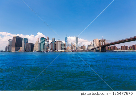 Brooklyn Bridge and Manhattan skyline New York Brooklyn Bridge and Manhattan skyline New York 125477670