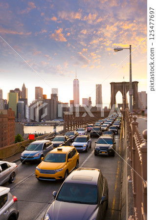 Brooklyn Bridge sunset New York Manhattan Brooklyn Bridge sunset New York Manhattan 125477697
