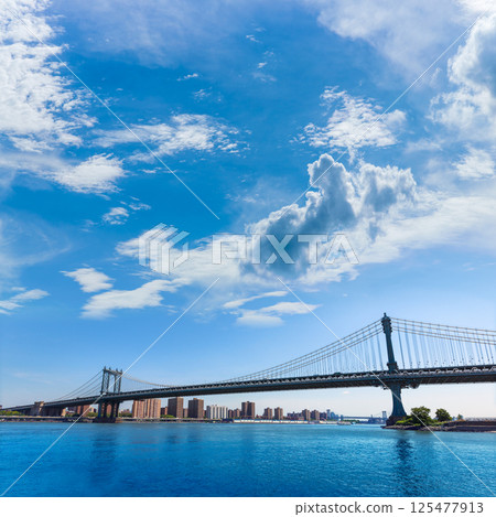 Manhattan Bridge and skyline from Brooklyn NYC Manhattan Bridge and skyline from Brooklyn NYC 125477913