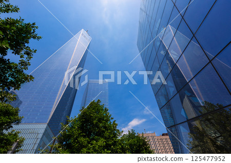 New York Freedom Tower mirror reflecting USA 125477952