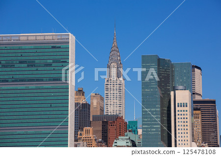 Manhattan New York sunny skyline East River NYC 125478108