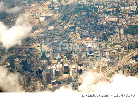 Dallas aerial view Texas USA capturing city skyline highways parks Dallas aerial view Texas USA capturing city skyline highways parks 125478170