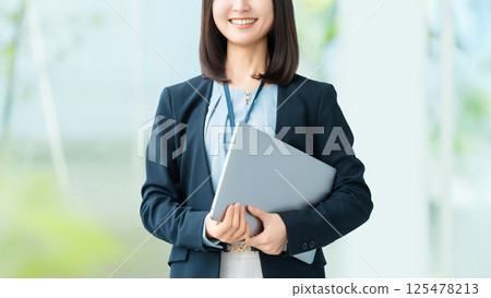 Smiling woman/businesswoman with a laptop Smiling woman/businesswoman with a laptop 125478213